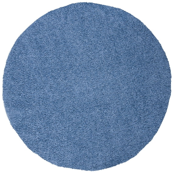 SAFAVIEH Primo Mason Solid Plush Shag Area Rug, Blue, 6'7" x 6'7" Round