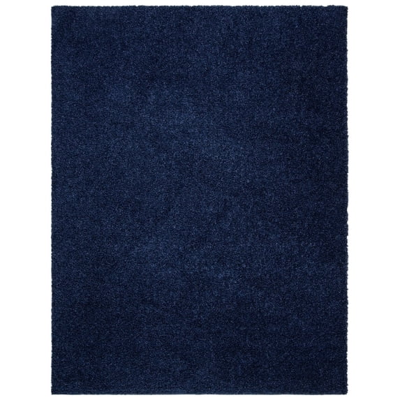 SAFAVIEH Primo Mason Solid Plush Shag Area Rug, Navy, 6'7" x 6'7" Square