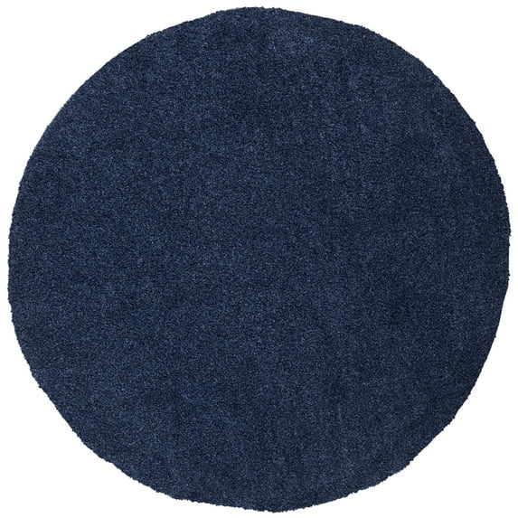 SAFAVIEH Primo Mason Solid Shag Area Rug, Navy, 5' x 5' Round