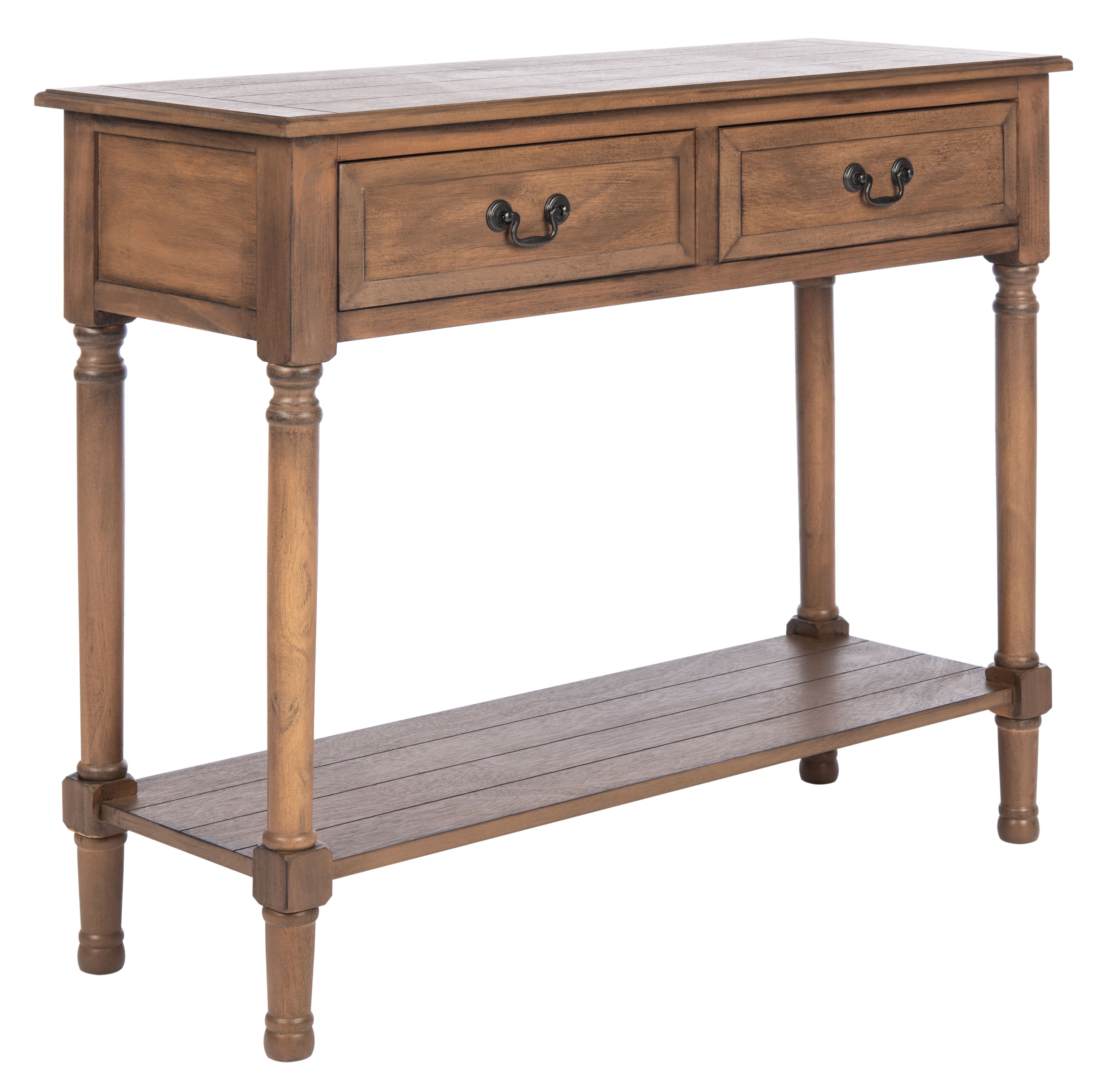 Primrose Warm Brown Wood & Metal Console Table with Storage