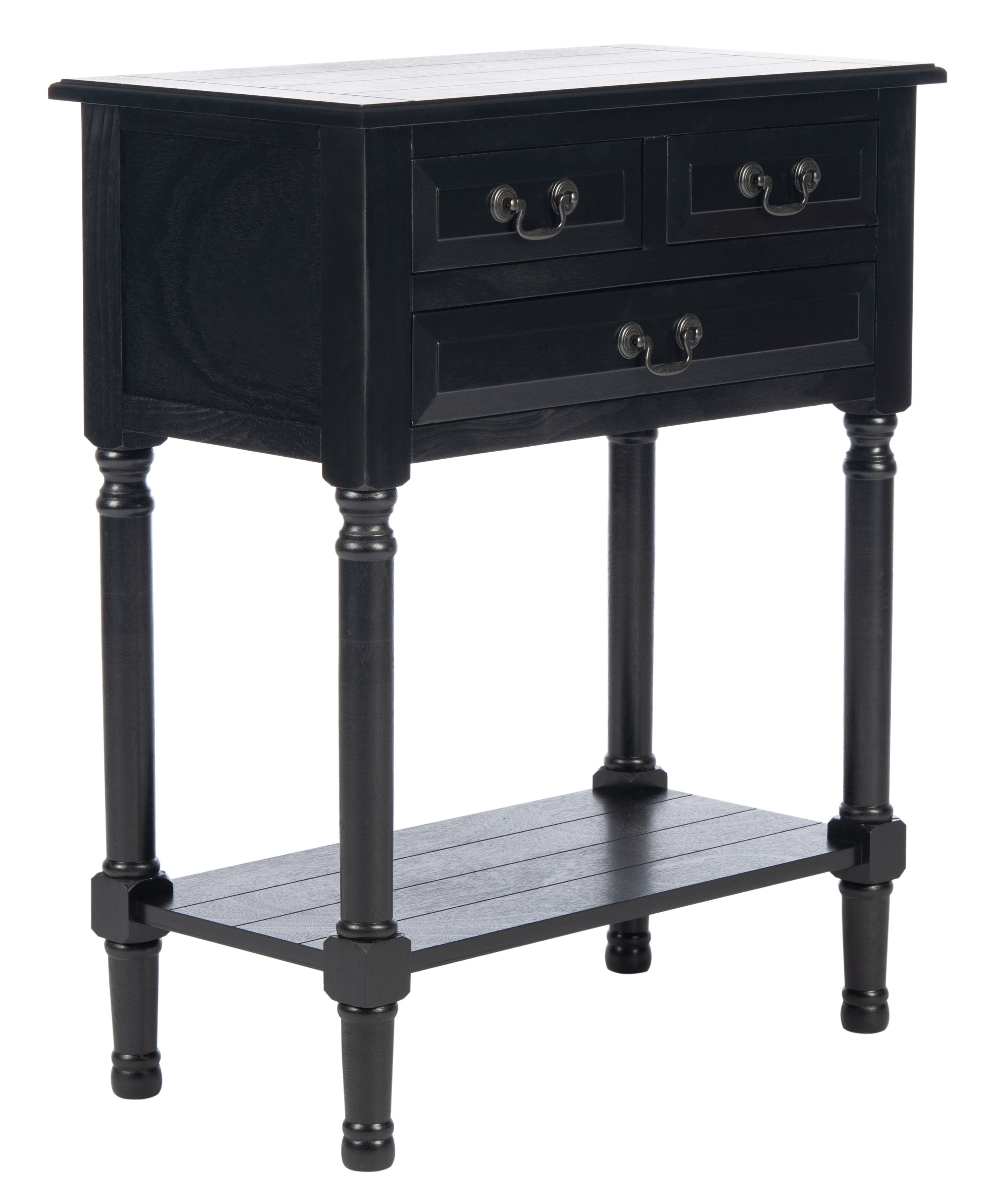 Primrose Black Wood and Metal 3-Drawer Console Table