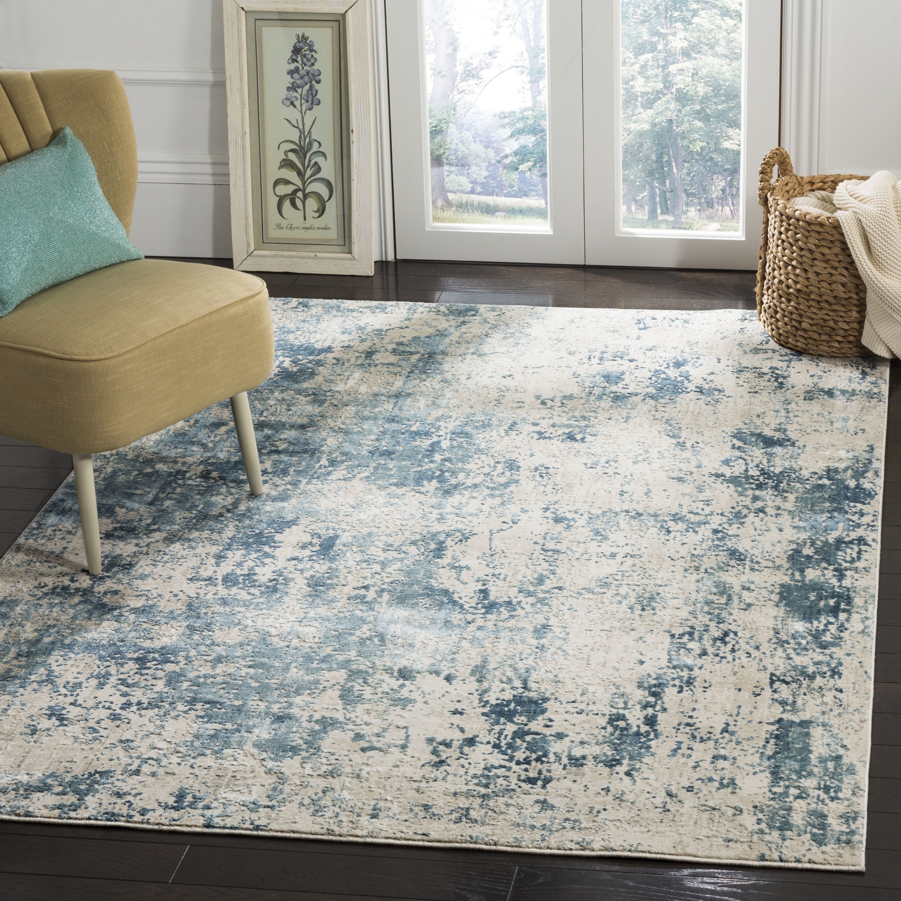 SAFAVIEH Princeton Barry Overdyed Area Rug, Blue/Beige, 9' x 12 ...