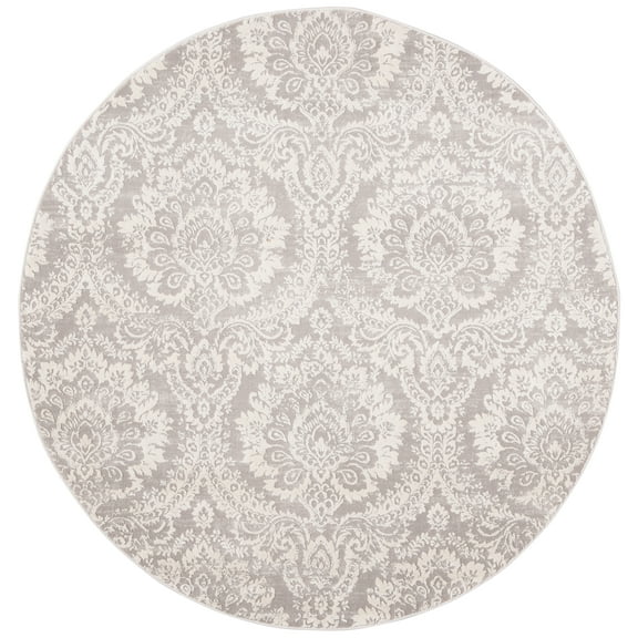 SAFAVIEH Princeton Carbrey Damask Area Rug, Grey/Beige, 5' x 5' Round