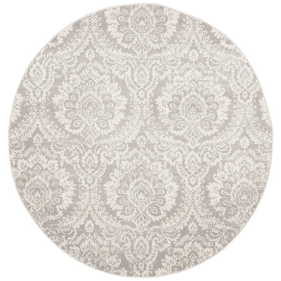 SAFAVIEH Princeton Carbrey Damask Area Rug, Grey/Beige, 5' x 5' Round