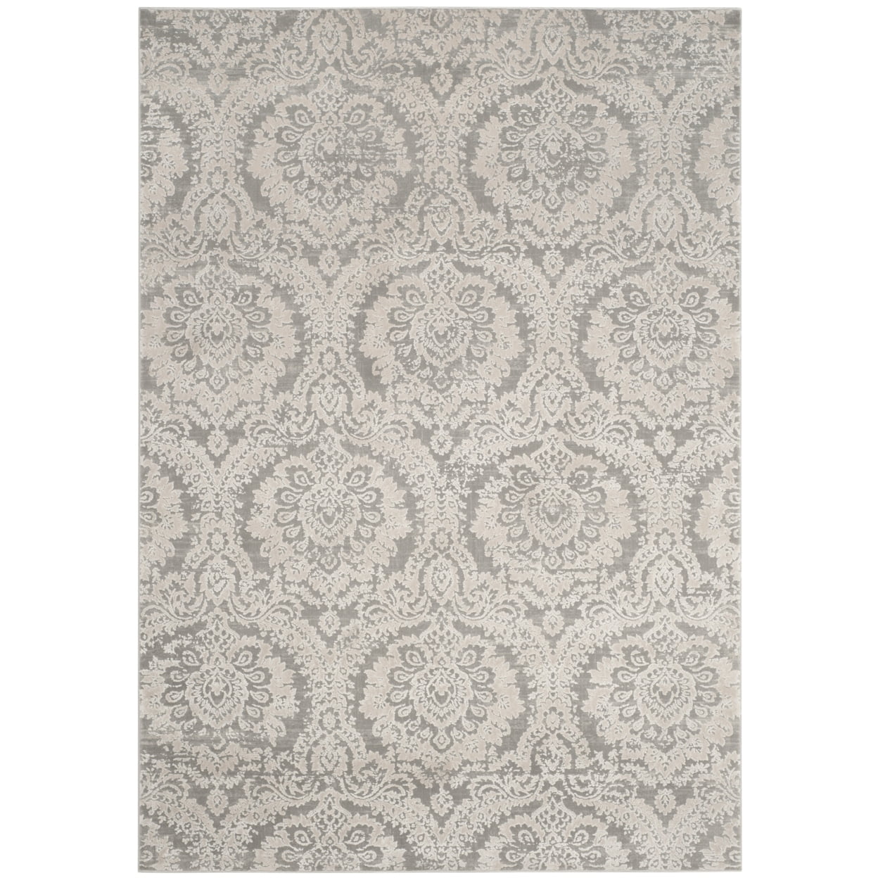 SAFAVIEH Princeton Carbrey Damask Area Rug, Grey/Beige, 9' x 12'