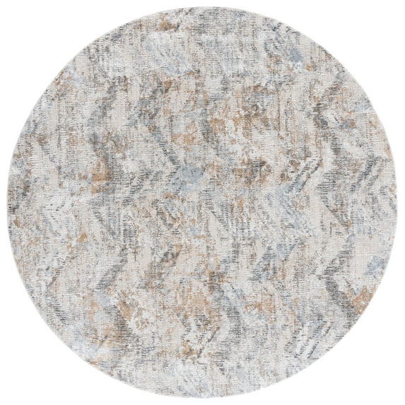 SAFAVIEH Princeton Joandra Geometric Area Rug, Ivory/Grey, 6'7" x 6'7" Round