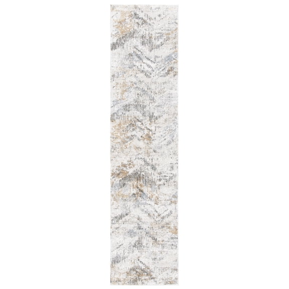 SAFAVIEH Princeton Joandra Geometric Runner Rug, Ivory/Grey, 2' x 8'