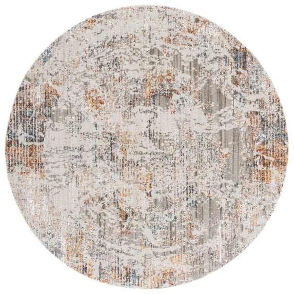 SAFAVIEH Princeton Lorelle Distressed Area Rug, Ivory/Grey, 6'7" x 6'7" Round