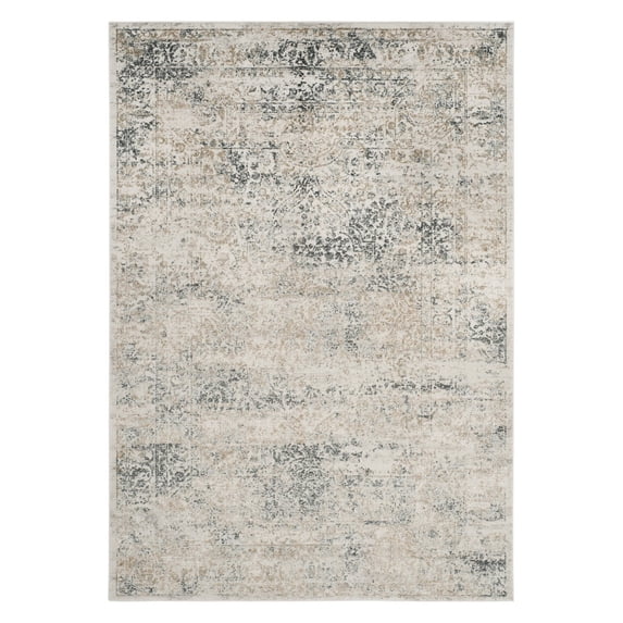 SAFAVIEH Princeton Tennyson Overdyed Floral Area Rug, Silver/Anthracite, 4' x 6'