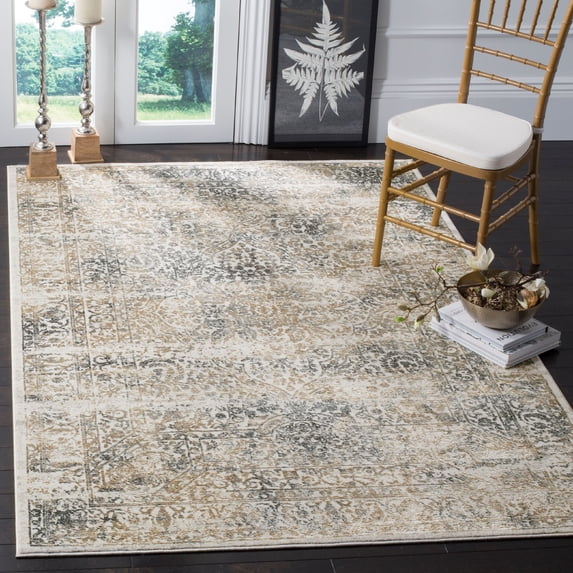 SAFAVIEH Princeton Tennyson Overdyed Floral Area Rug, Silver/Anthracite, 8' x 10'