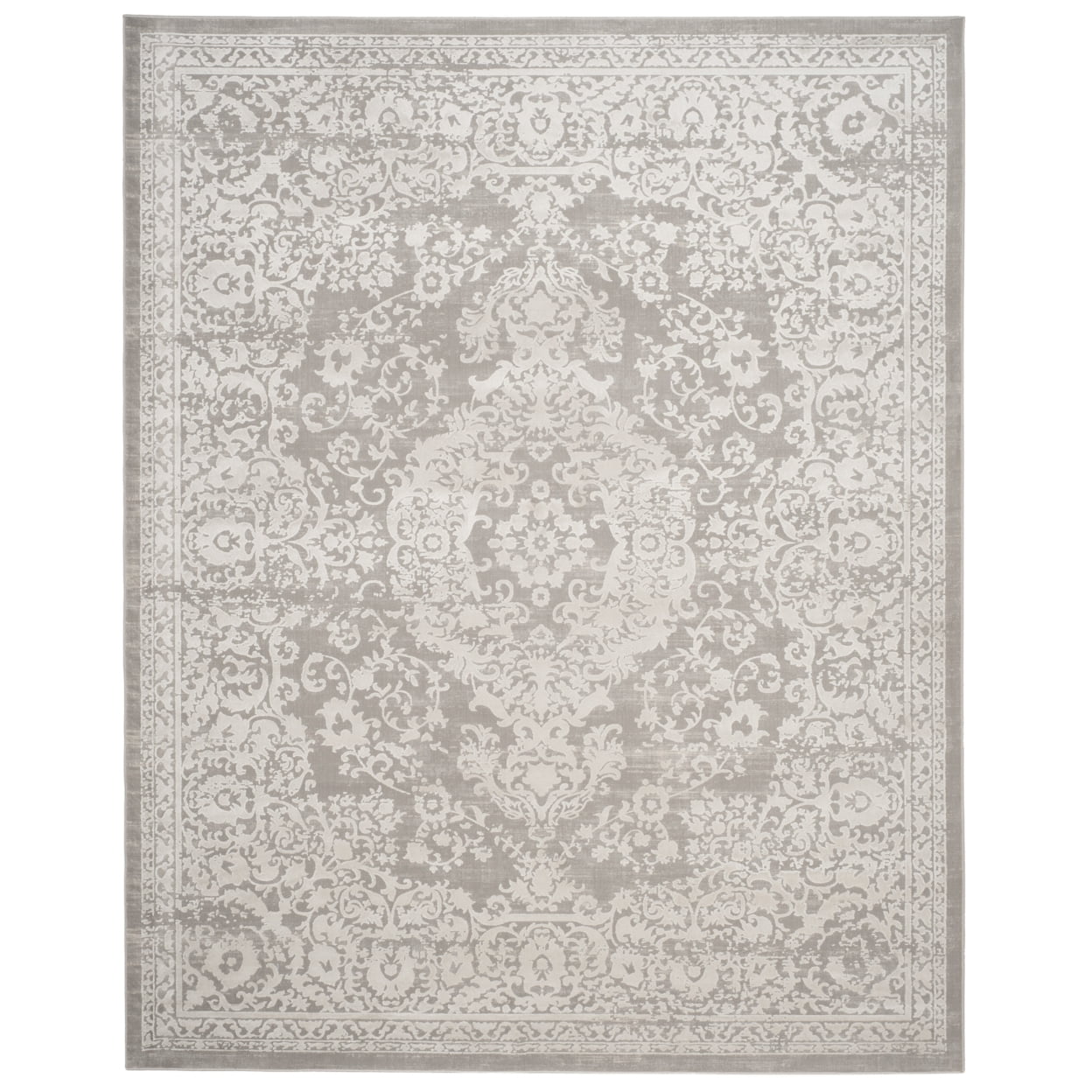 Elegant Gray Cotton Blend 9' x 12' Rectangular Area Rug