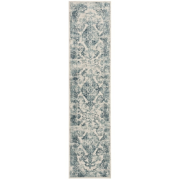 SAFAVIEH Princeton Weldon Floral Bordered Runner Rug, Blue/Beige, 2' x 8'
