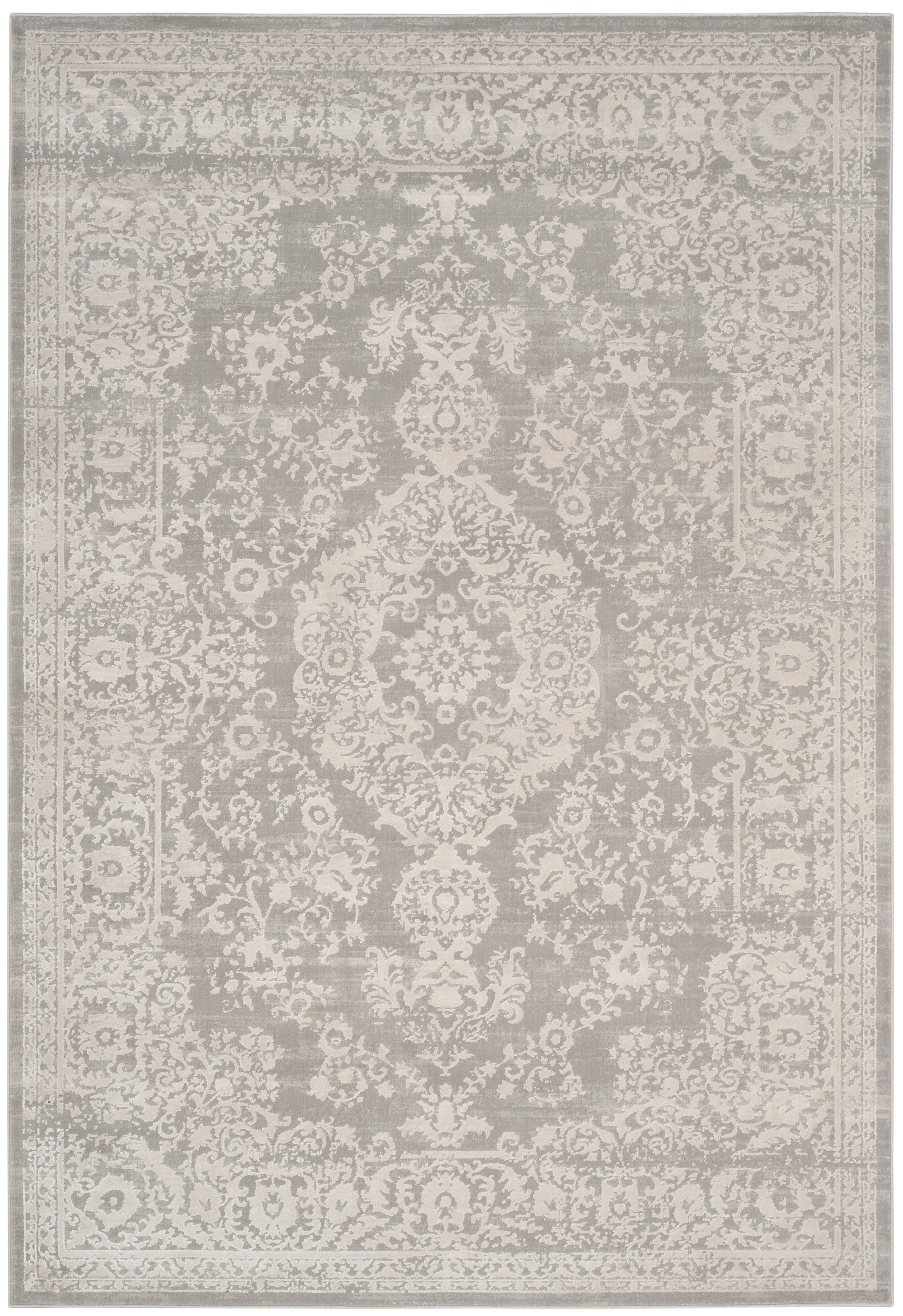 Elegant Grey and Beige Vintage Distressed 30" Accent Rug