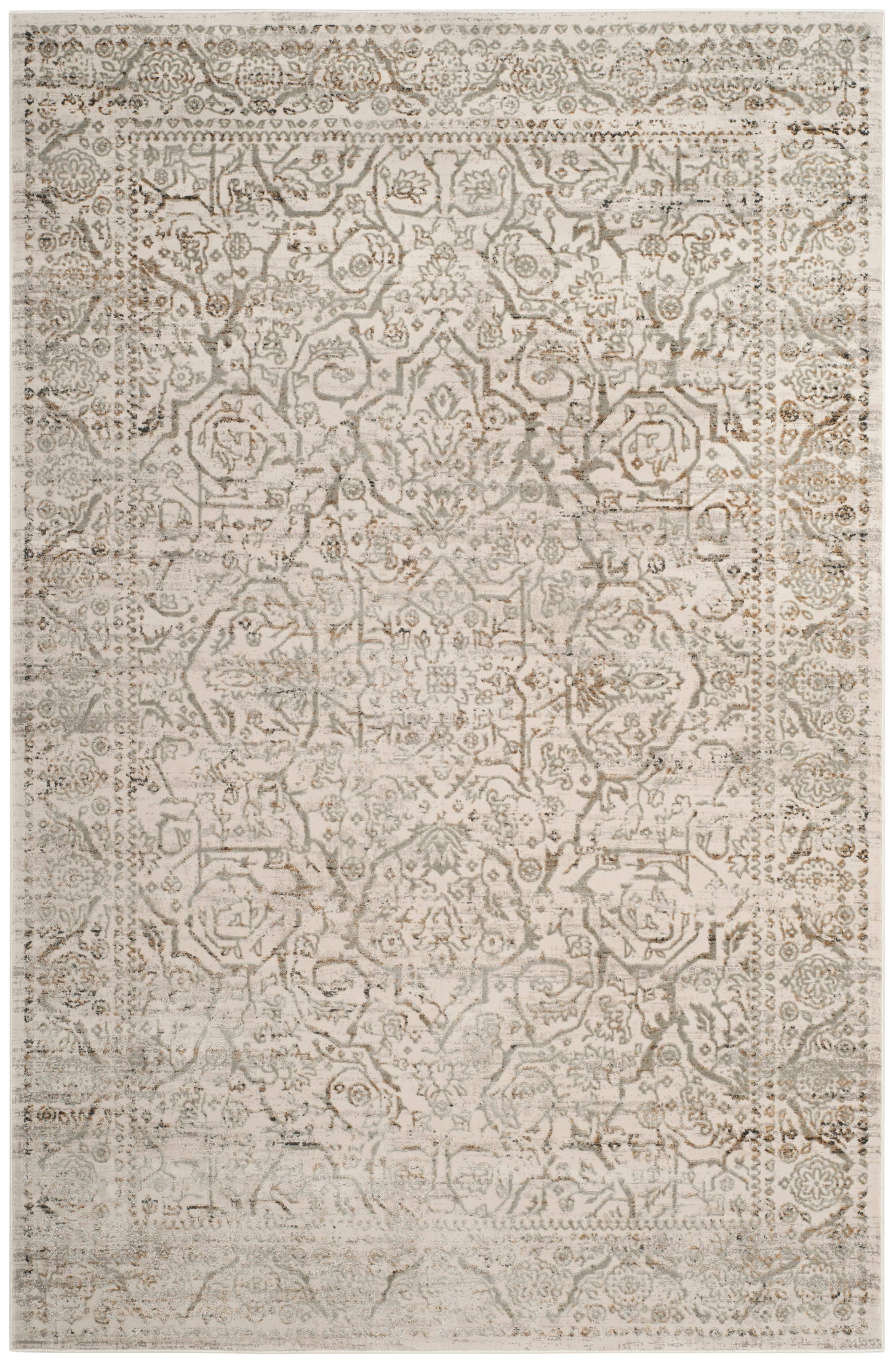 SAFAVIEH Princeton Xavier Floral Bordered Area Rug, Beige/Grey, 5'1" x