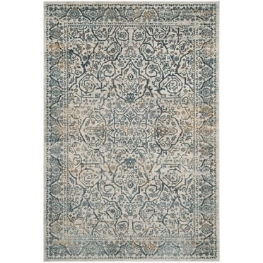 SAFAVIEH Princeton Xavier Floral Bordered Area Rug, Cream/Slate, 4' x 6'