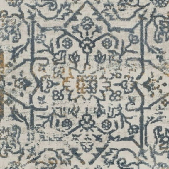SAFAVIEH Princeton Xavier Floral Bordered Runner Rug, Cream/Slate, 2' x 8'