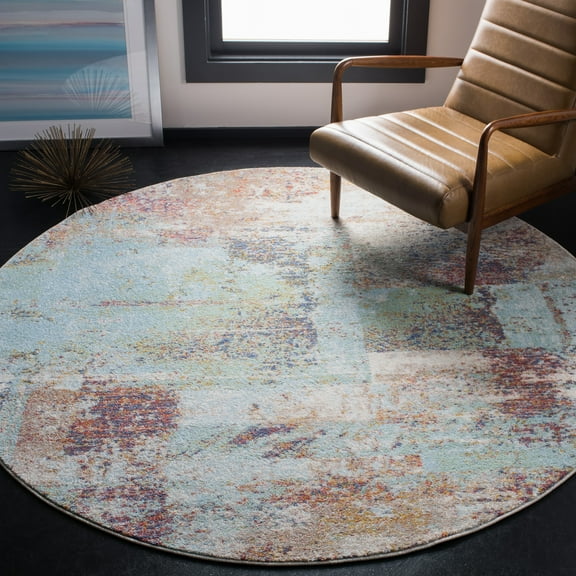 SAFAVIEH Prism Collection PSM537A Cream / Light Aqua Rug