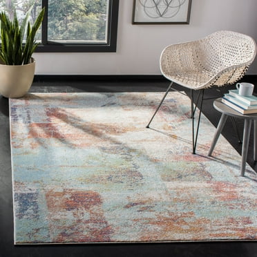 SAFAVIEH Prism Collection PSM537A Cream / Light Aqua Rug
