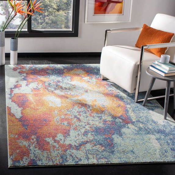 SAFAVIEH Prism Guliana Abstract Area Rug, Cream/Aqua, 4' x 6'