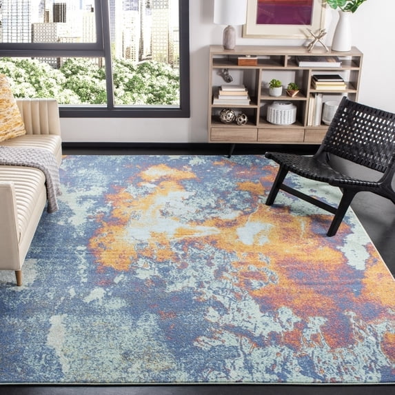 SAFAVIEH Prism Guliana Abstract Area Rug, Cream/Aqua, 9' x 12'