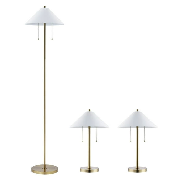 SAFAVIEH Prisma Floor and Table Lamps Set, Gold/White, Set of 3