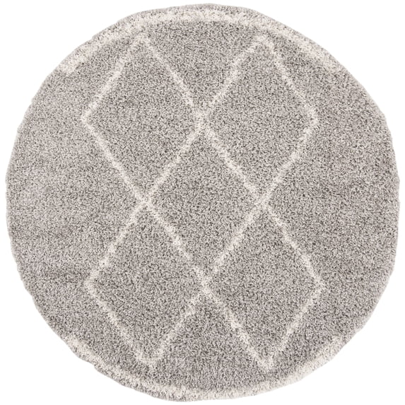 SAFAVIEH Pro Lux Akilah Geometric Shag Area Rug, Grey/Cream, 6'7" x 6'7" Round