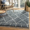 thumbnail image 1 of SAFAVIEH Pro Lux Ivy Geometric Fringe Shag Area Rug, Cream/Blue, 5' x 8', 1 of 9