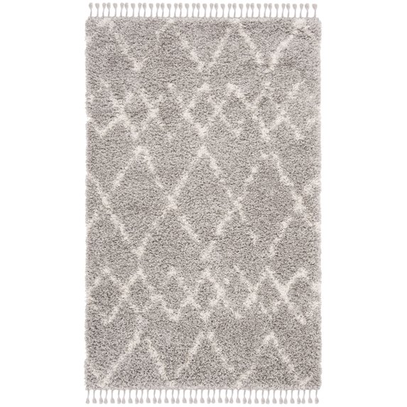 SAFAVIEH Pro Lux Marcus Geometric Shag Area Rug, Grey/Cream, 4' x 6'