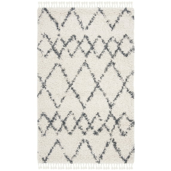 SAFAVIEH Pro Lux Marcus Geometric Shag Area Rug, Cream/Blue, 8' x 10'