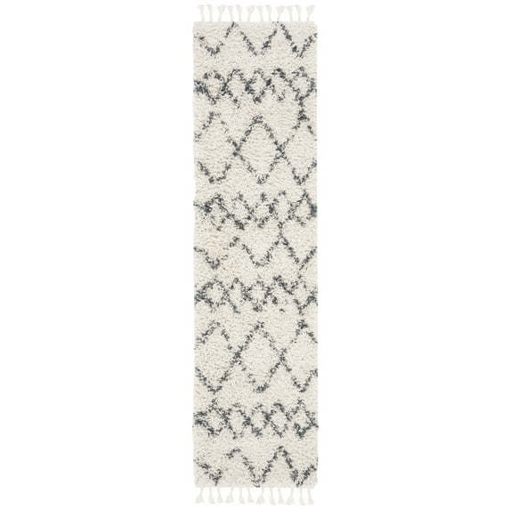 SAFAVIEH Pro Lux Marcus Geometric Shag Runner Rug, Cream/Blue, 2'6" x 10'
