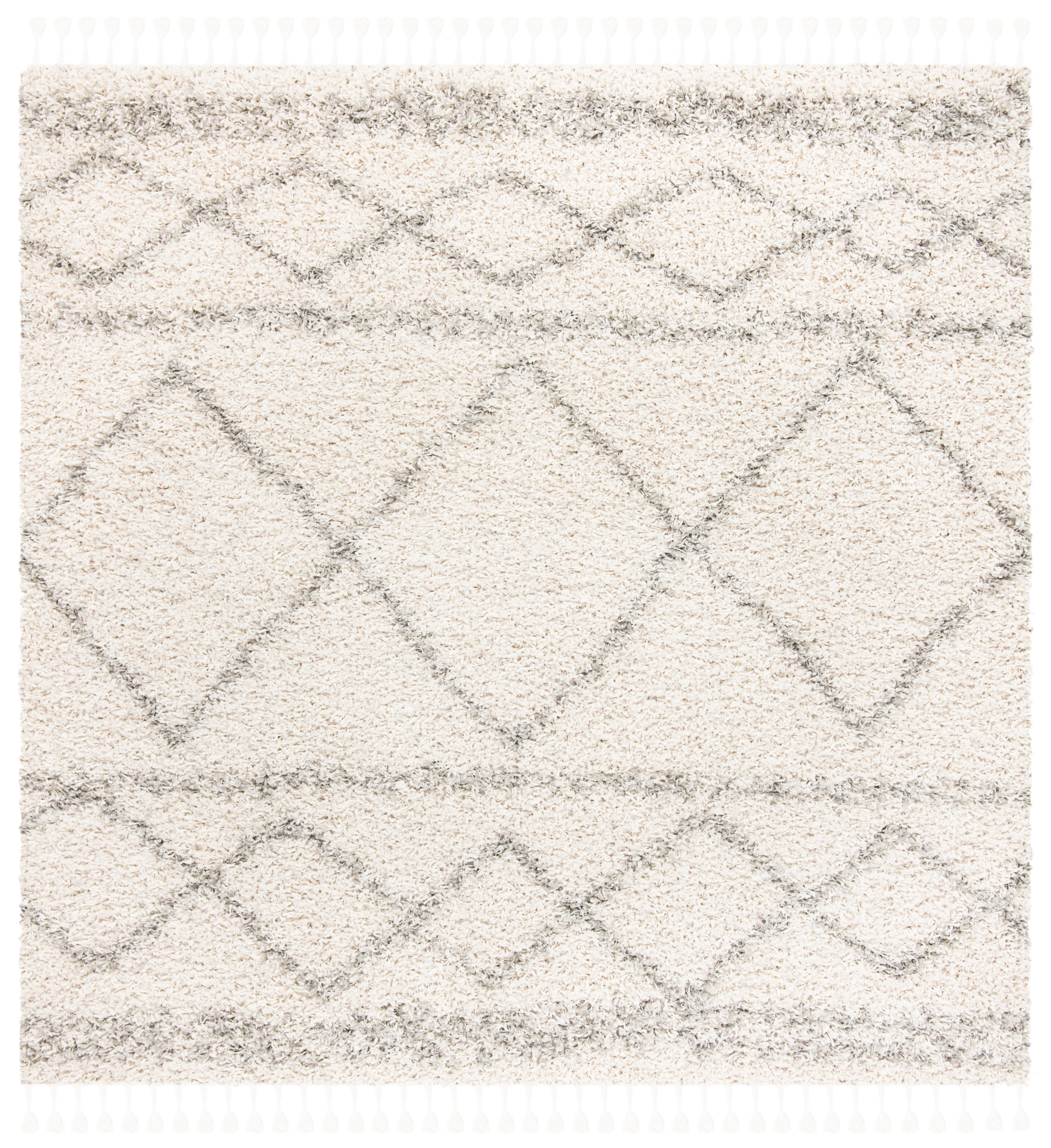 SAFAVIEH Pro Lux Marie Geometric Shag Area Rug, Ivory/Light Grey, 3' x ...