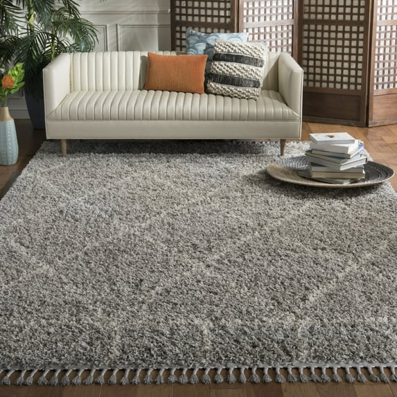 SAFAVIEH Pro Lux Shag Collection PLX433F Grey / Cream Rug