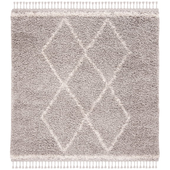 SAFAVIEH Pro Lux Akilah Geometric Shag Area Rug, Grey/Cream, 6'7" x 6'7" Square