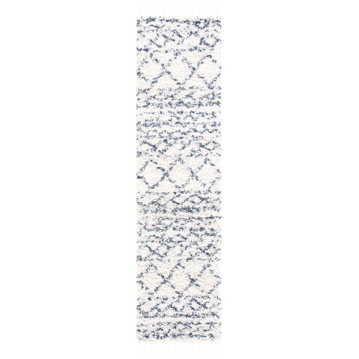 Ivory Geometric Shag Rug with Non-Slip Feature - 2'x8'