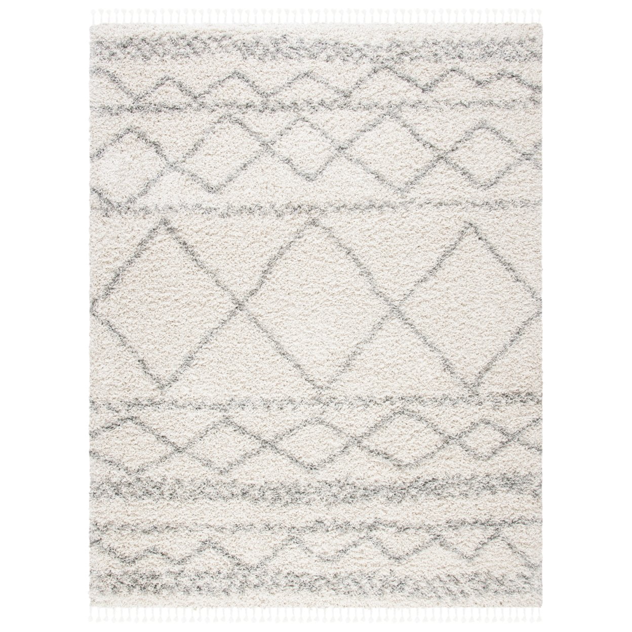 Pro Luxe Blue Geometric Hand-Knotted Shag Rug 5' x 8'