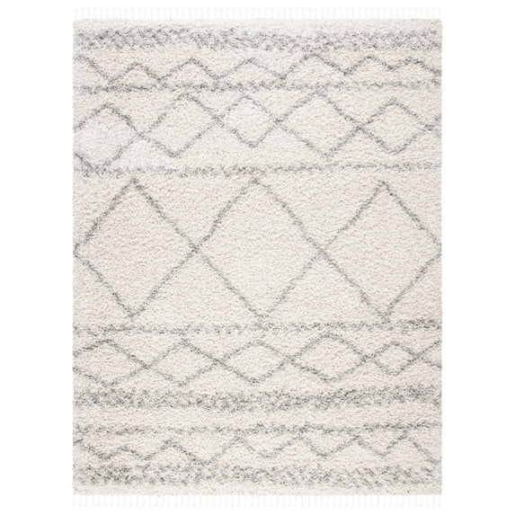 SAFAVIEH Pro Lux Shag Marie Southwestern Geometric Area Rug, Cream/Blue, 5' x 8'