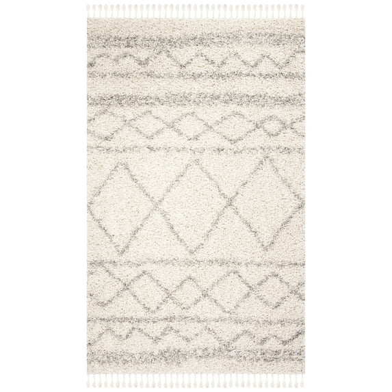 Safavieh Pro Lux Marie Geometric Shag Area Rug, Ivory/Light Gray, 2'6" x 4'