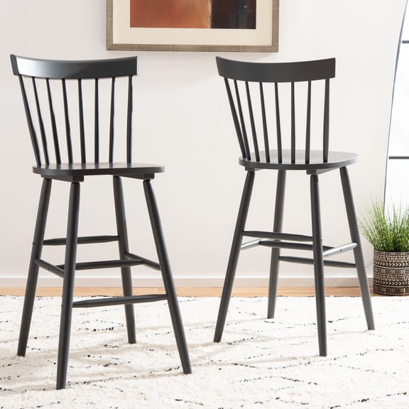SAFAVIEH Providence Solid Spindle Back Bar Stool with Footrest, Grey