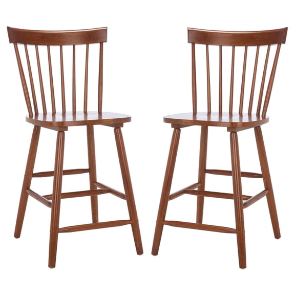 SAFAVIEH Providence Square Mid Back Counter Stool, Walnut (Set of 2)