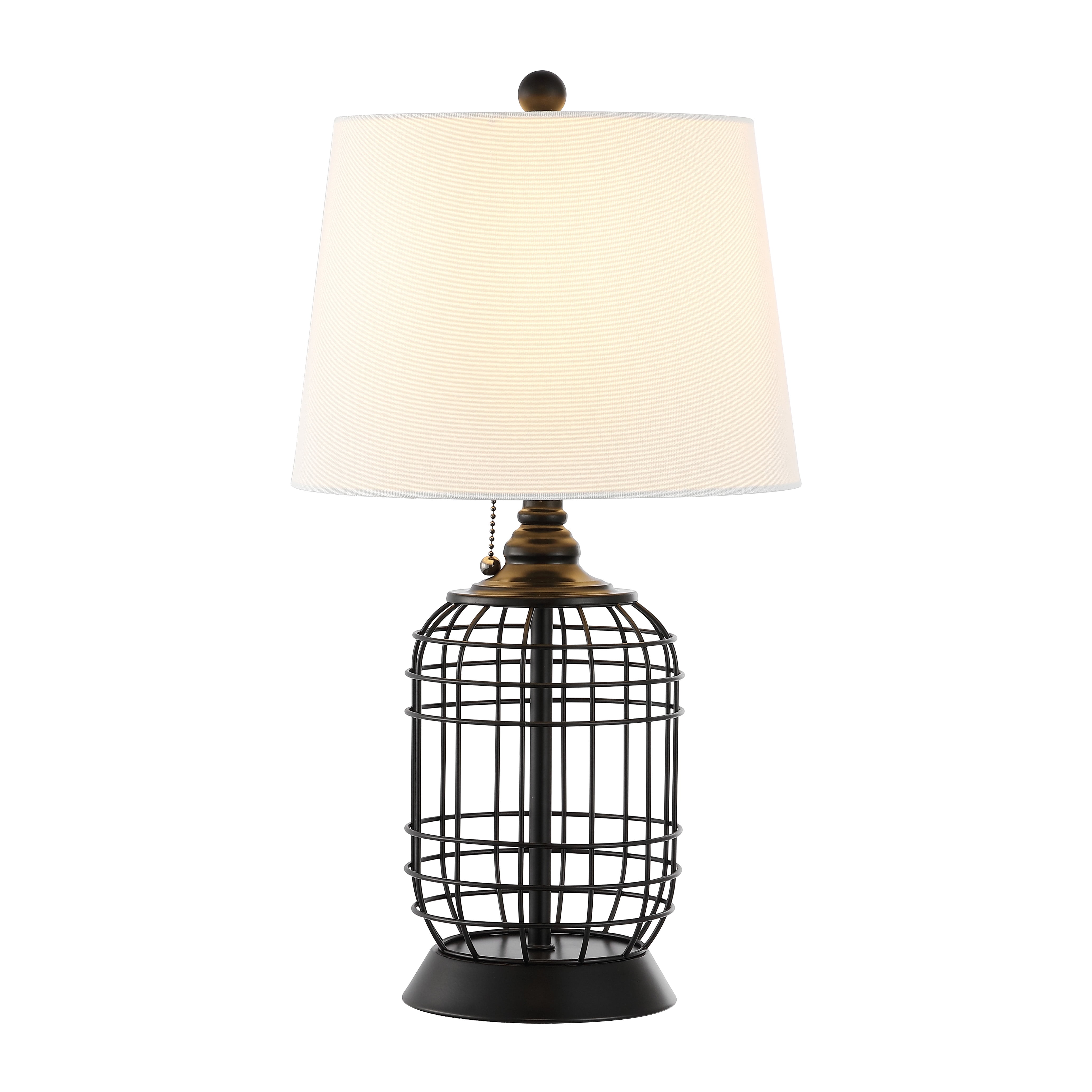 SAFAVIEH Pryce 20 in. Antique Black Iron Table Lamp with Off-white 100% ...