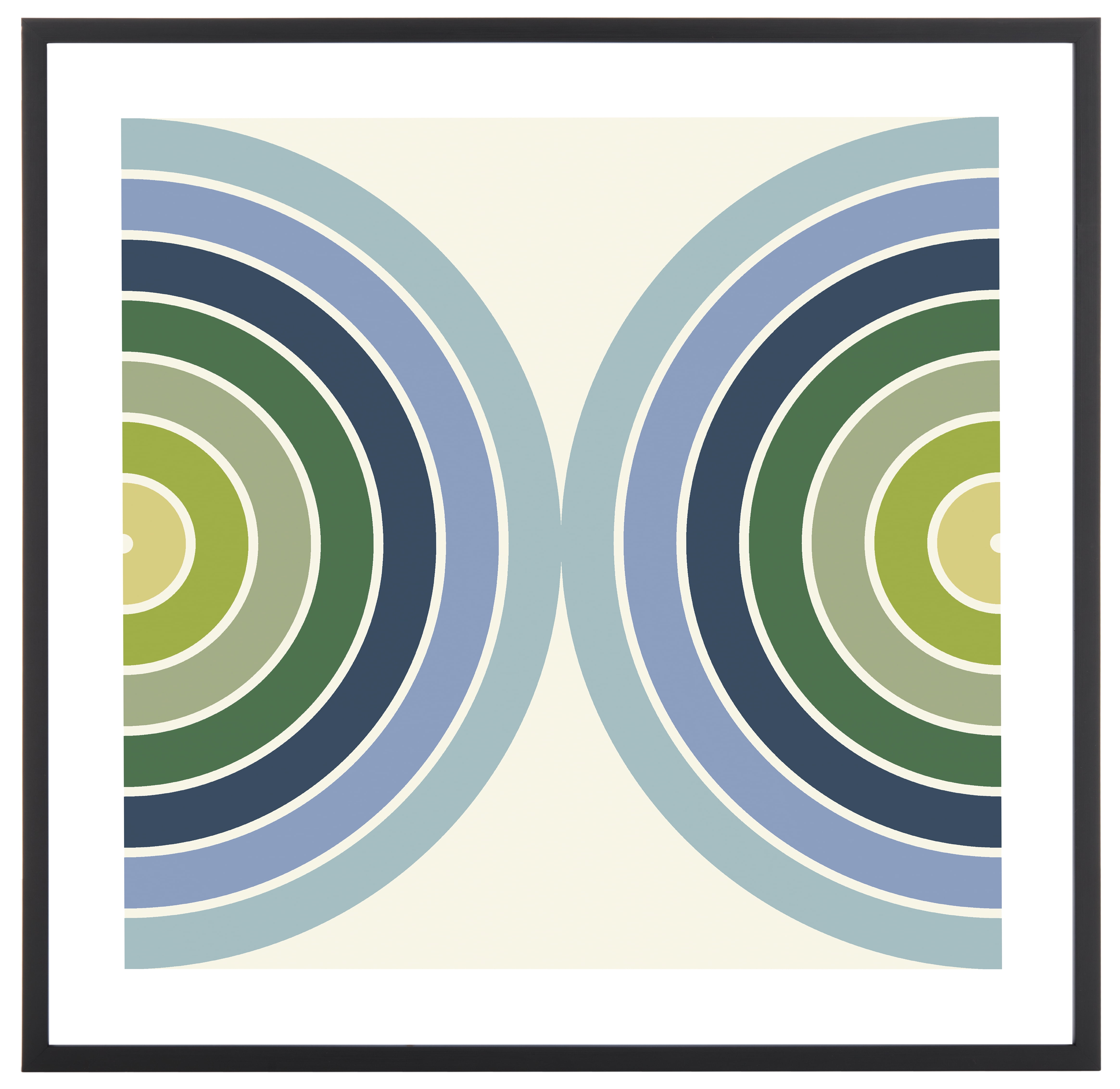 24" x 24" Blue and Green Abstract Framed Wall Art