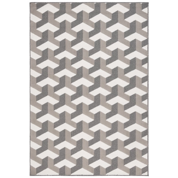 SAFAVIEH Pyramid Agatha Geometric Area Rug, Gray/Ivory, 4'5" x 6'5"