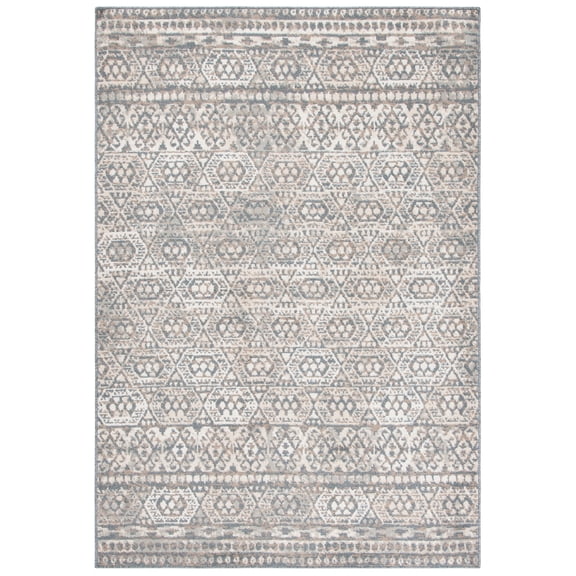 SAFAVIEH Pyramid Anastasia Geometric Area Rug, Ivory/Charcoal, 2'7" x 5'