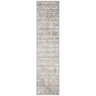 SAFAVIEH Pyramid Anastasia Geometric Runner Rug, Ivory/Charcoal, 2'2" x 11'