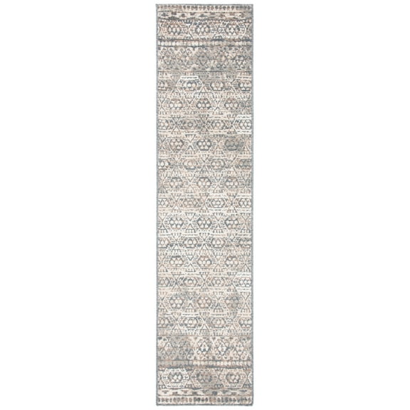 SAFAVIEH Pyramid Anastasia Geometric Runner Rug, Ivory/Charcoal, 2'2" x 7'