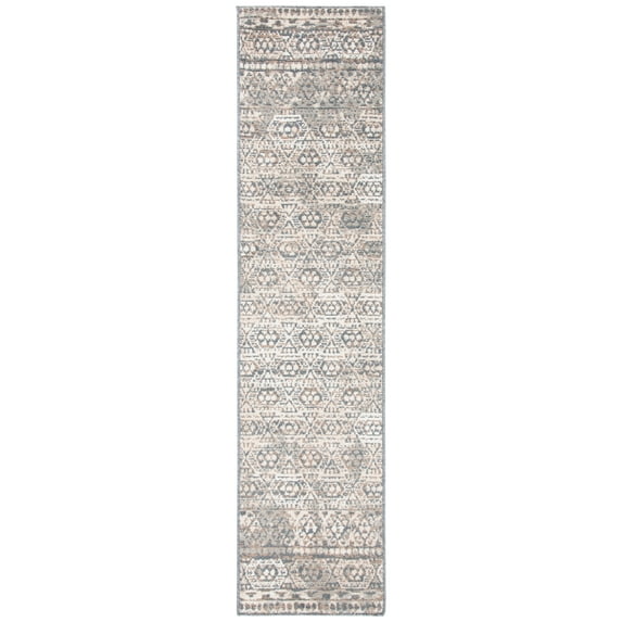 SAFAVIEH Pyramid Anastasia Geometric Runner Rug, Ivory/Charcoal, 2'2" x 7'