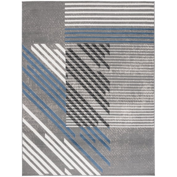 SAFAVIEH Pyramid Aubrey Geometric Area Rug, Grey/Blue Ivory, 9' x 12'