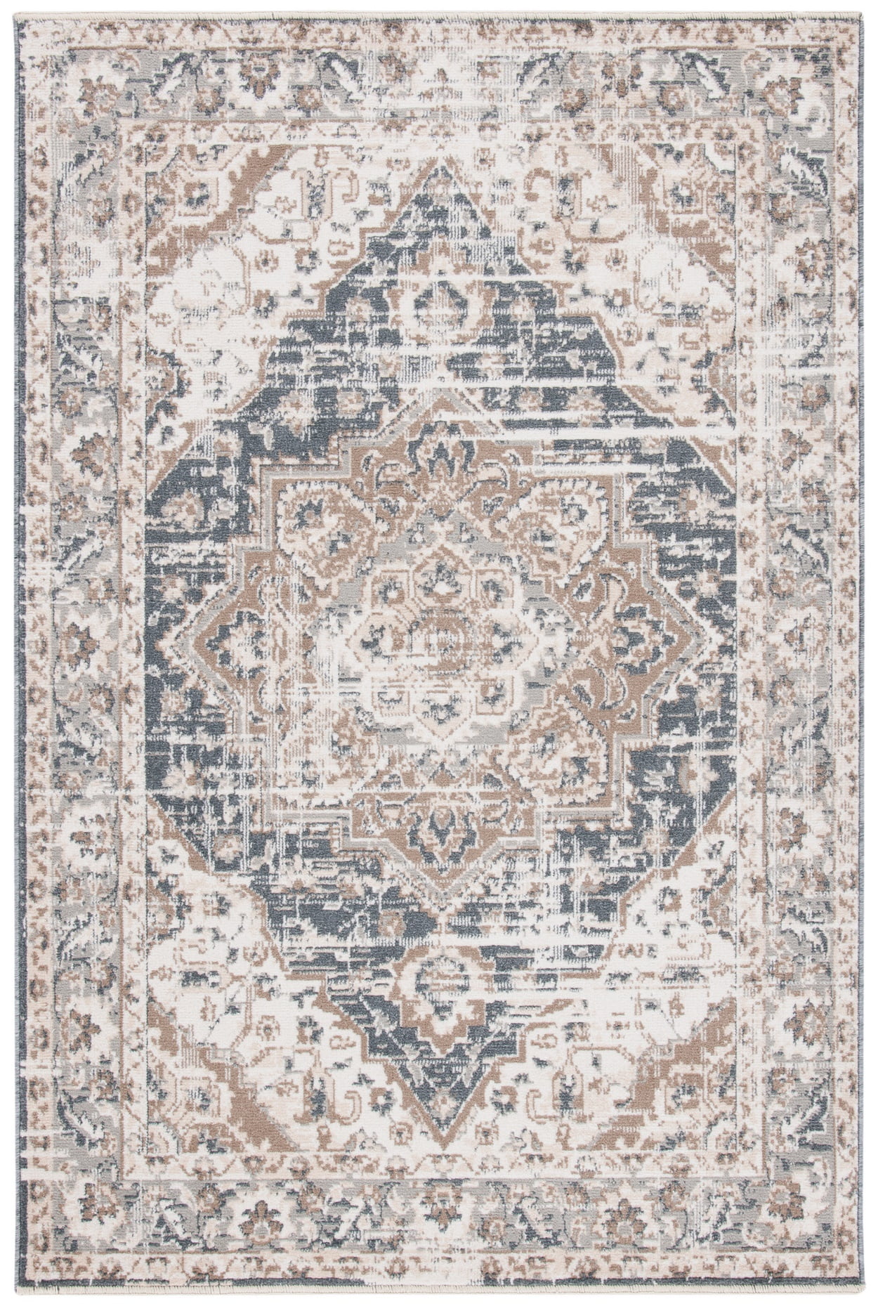 Ivory Beige Hand-knotted Synthetic Rectangular Area Rug