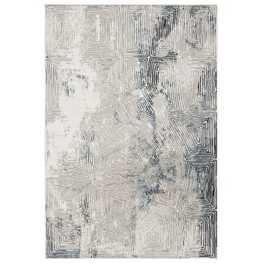 SAFAVIEH Pyramid Deacon Abstract Area Rug, Ivory Gray/Navy, 8' x 10'