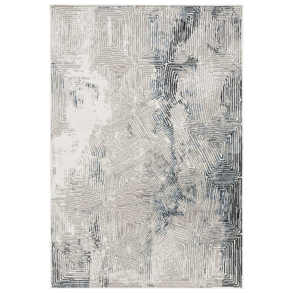 SAFAVIEH Pyramid Deacon Abstract Area Rug, Ivory Gray/Navy, 8' x 10'